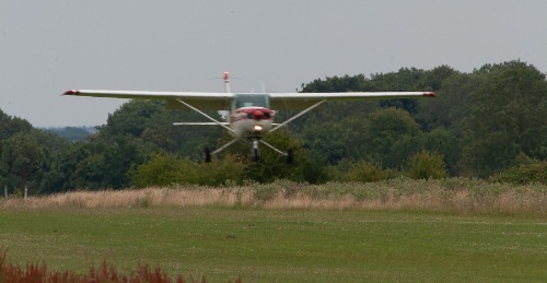 G-BODO landing on North side grass Enstone Aifield